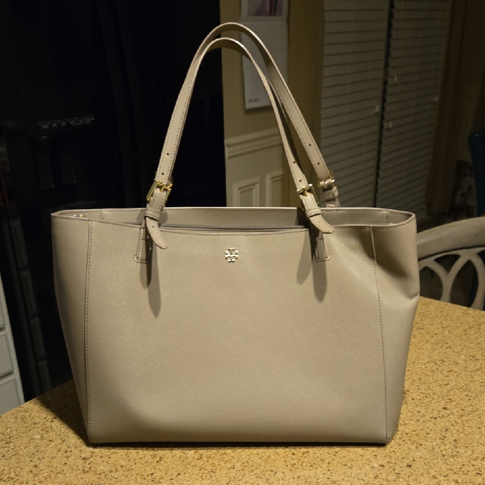 Tory Burch Gray Robinson Saffiano Tote